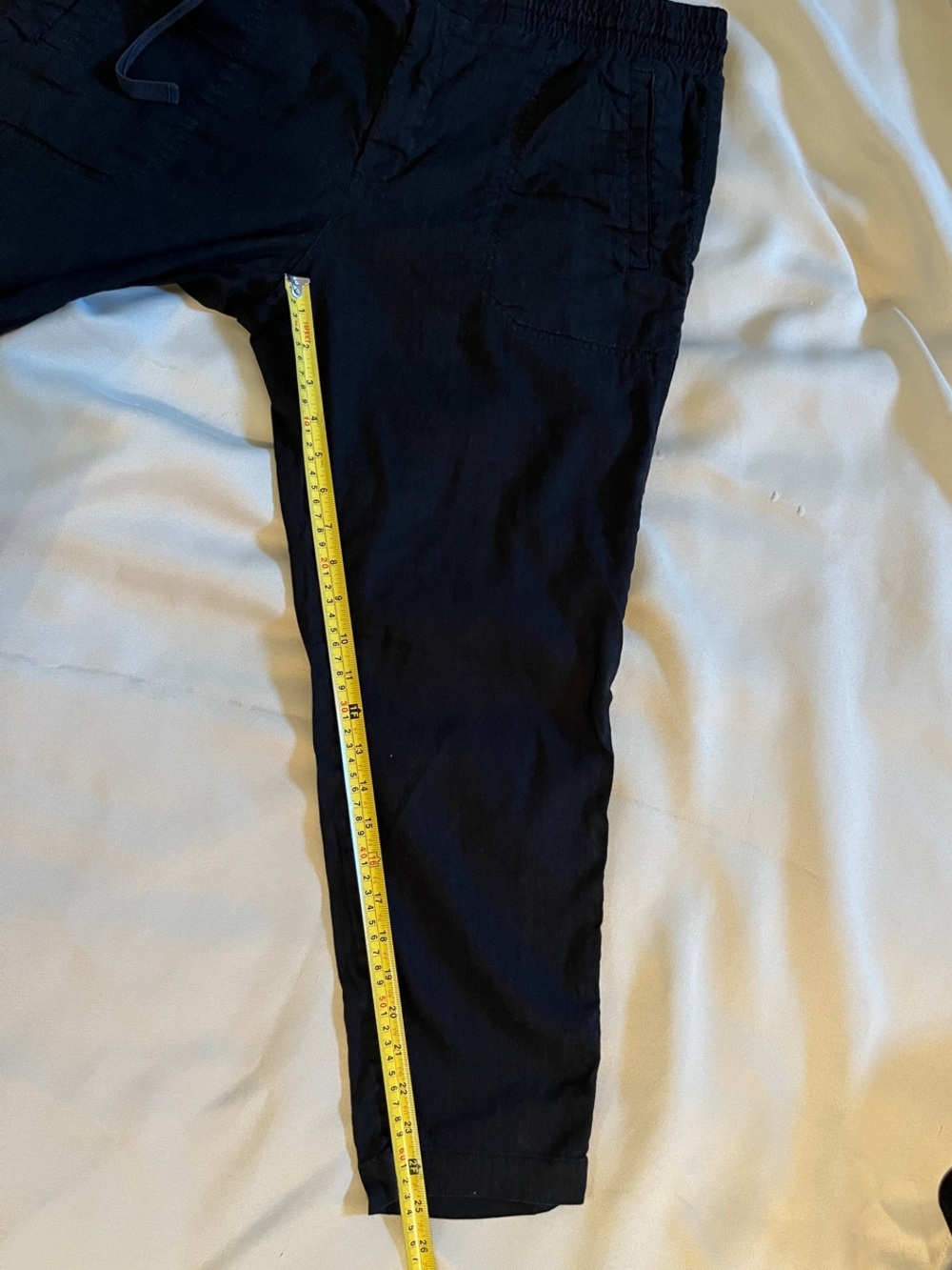 Lou and Grey Linen Blend Tapered Black Elastic Waist Drawstring Ankle Pants - Picture 6 of 6
